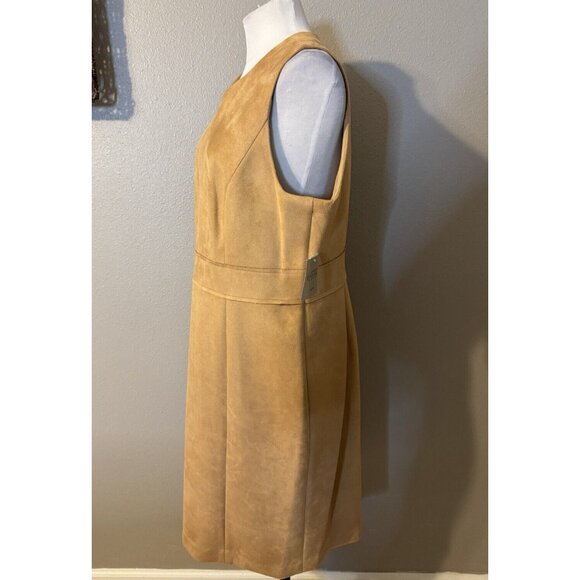 Kasper Sheath Dress 16P 16 P Sleeveless Stretch Doe Golden Camel Brown NWT - Picture 6 of 15